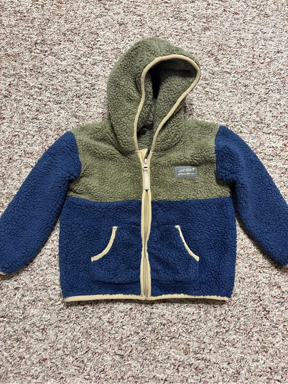 Eddie Bauer Olive & Navy Sherpa Hooded Jacket